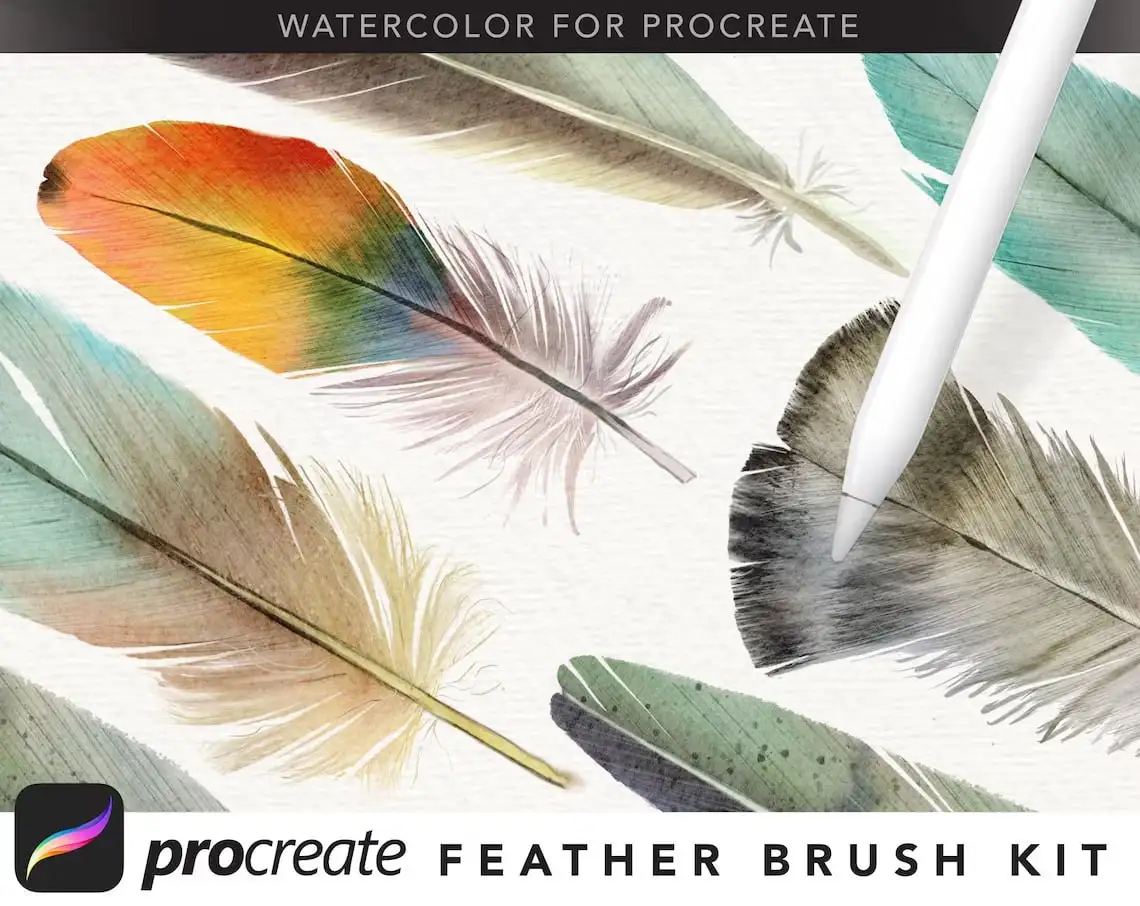 Watercolor Feather Brush Kit for Procreate