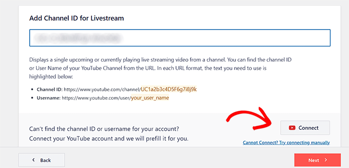 Copy the code after channel or user in the URL
