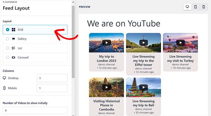 YouTube Feed editor